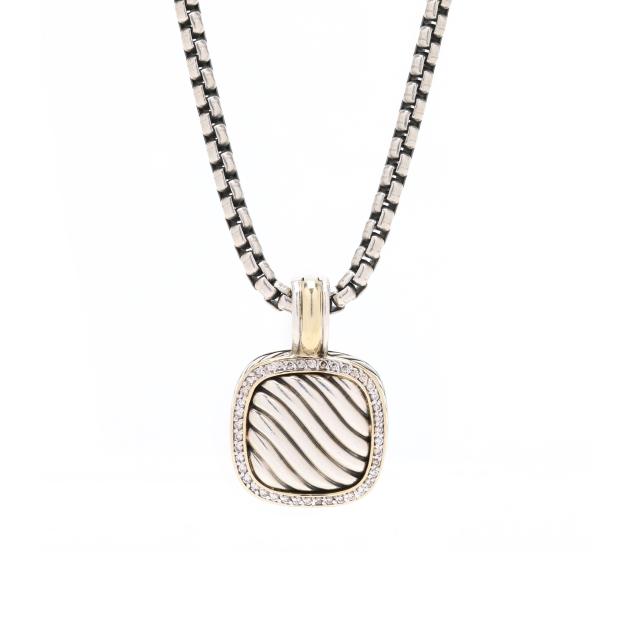 silver-gold-and-diamond-pendant-david-yurman-and-silver-box-chain