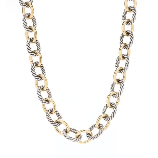 silver-and-gold-capped-oval-link-necklace