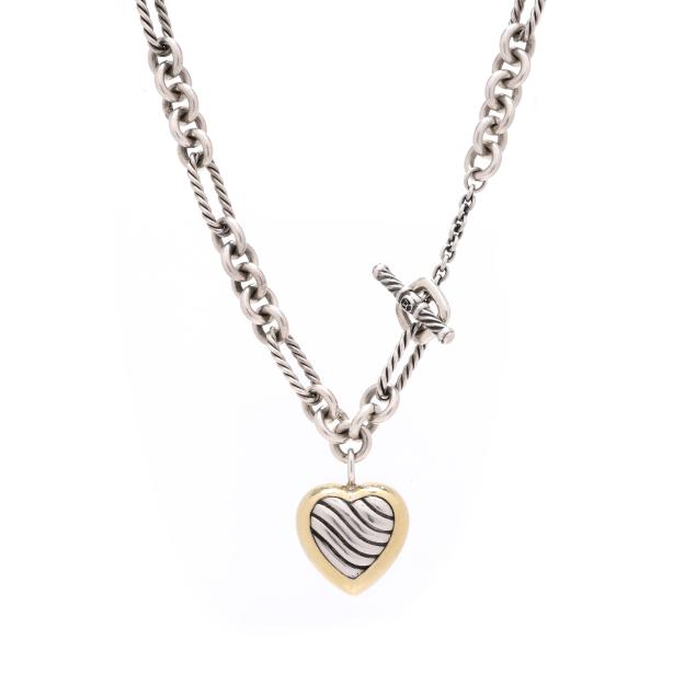 silver-and-gold-link-necklace-with-heart-motif-pendant-david-yurman