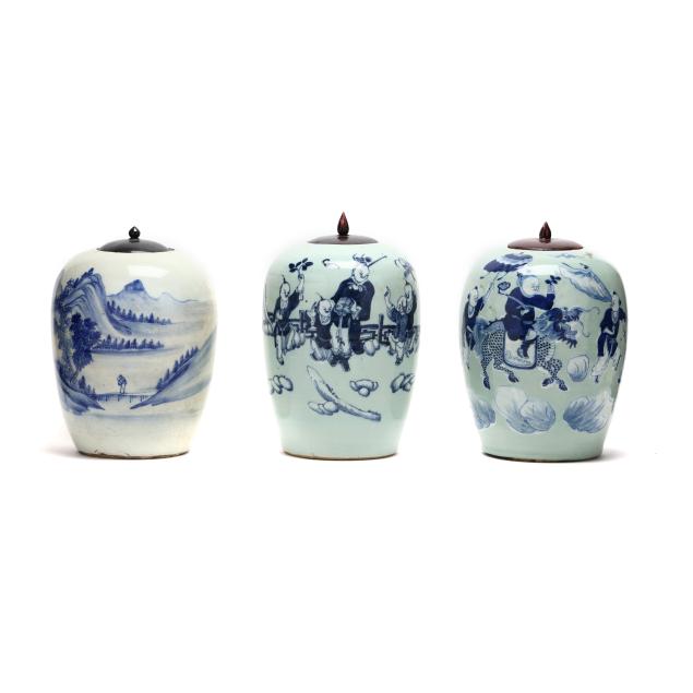 three-chinese-blue-and-white-porcelain-tall-ginger-jars