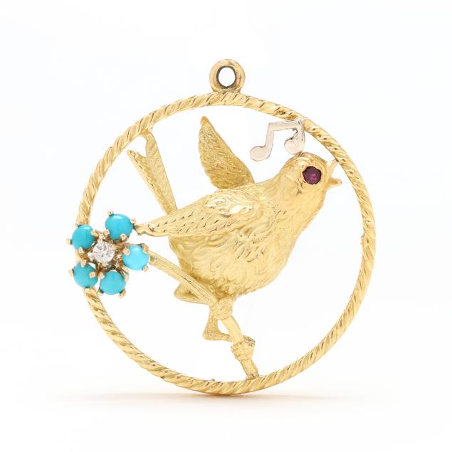 vintage-gold-turquoise-ruby-and-diamond-songbird-charm