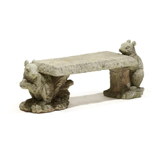 vintage-cast-stone-squirrel-bench
