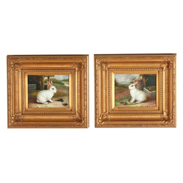 pair-of-decorative-paintings-of-white-rabbits