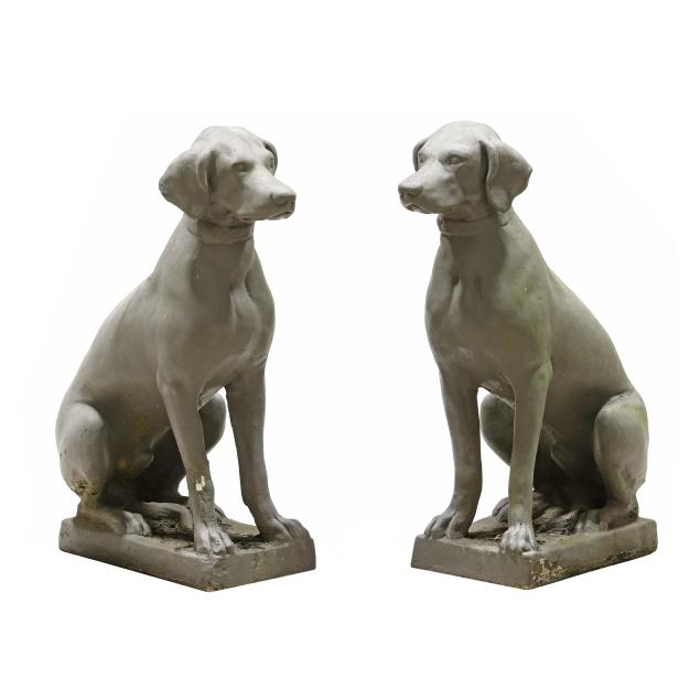 pair-of-painted-cast-stone-seated-hounds