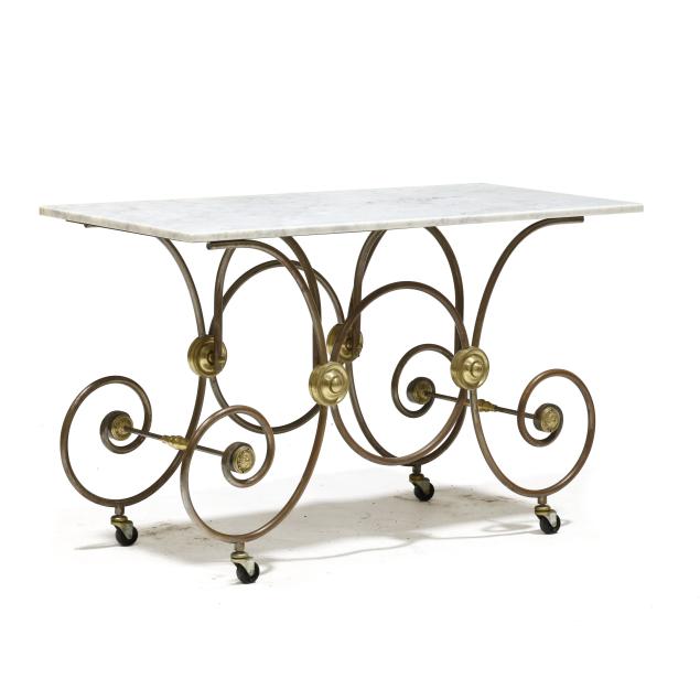 french-iron-and-marble-pastry-table