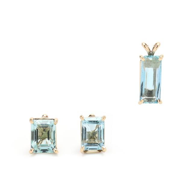 gold-and-aquamarine-pendant-and-earrings