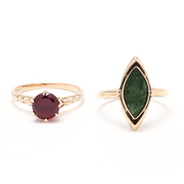 two-gold-and-gem-set-rings