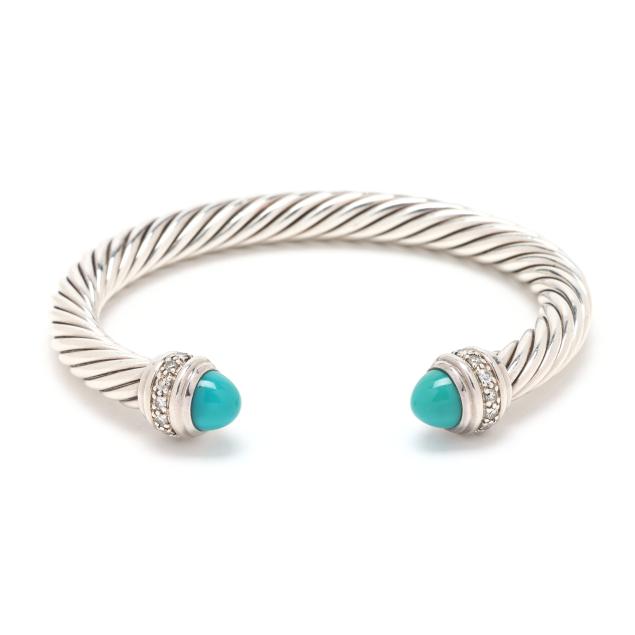 silver-turquoise-and-diamond-cable-cuff-bracelet-david-yurman