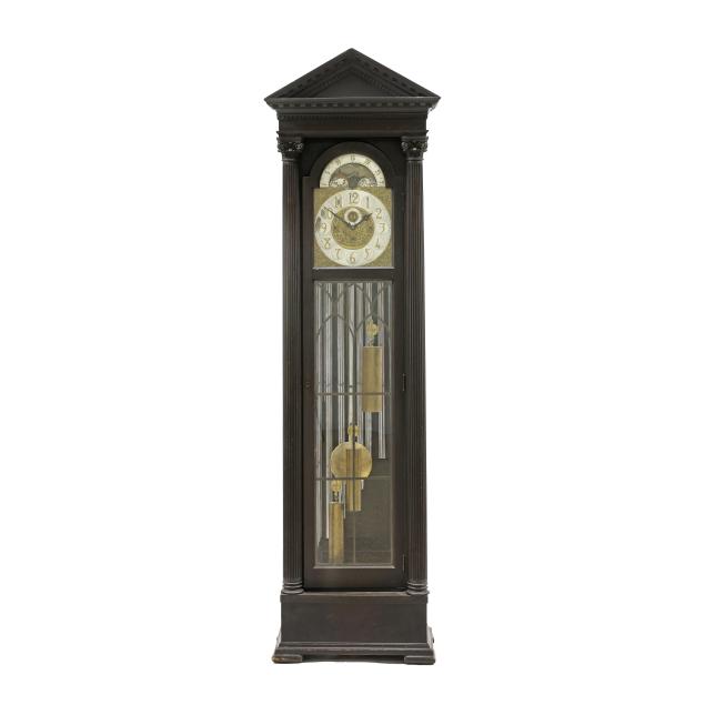 colonial-manufacturing-co-classical-style-mahogany-nine-tube-case-clock