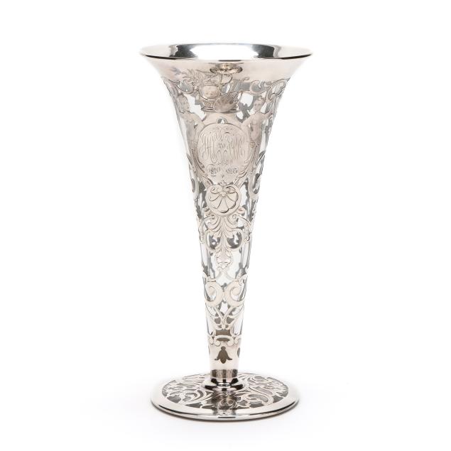 large-early-silver-deposit-glass-presentation-trumpet-vase