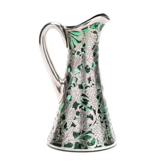 steuben-fine-silver-deposit-and-emerald-green-glass-pitcher