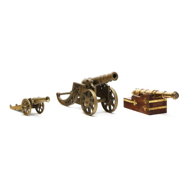 three-3-decorative-brass-model-cannons