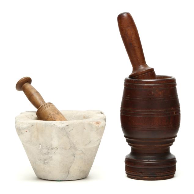 two-antique-mortar-and-pestle-combinations