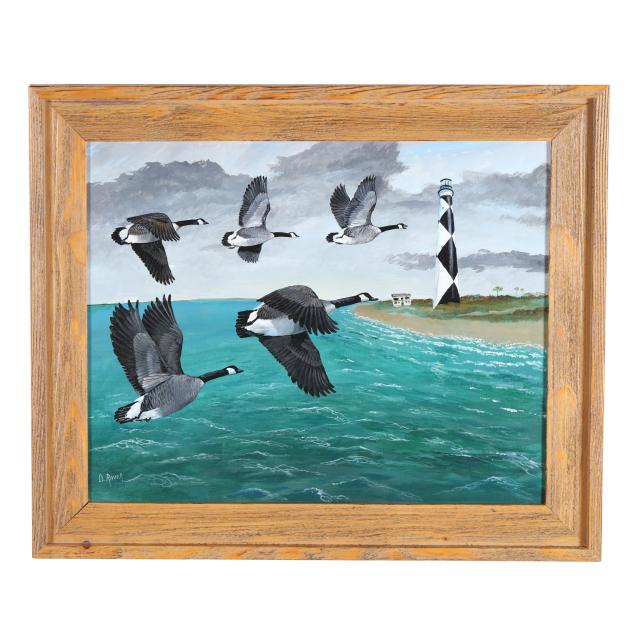 duane-raver-jr-nc-1927-2002-geese-flying-over-cape-lookout