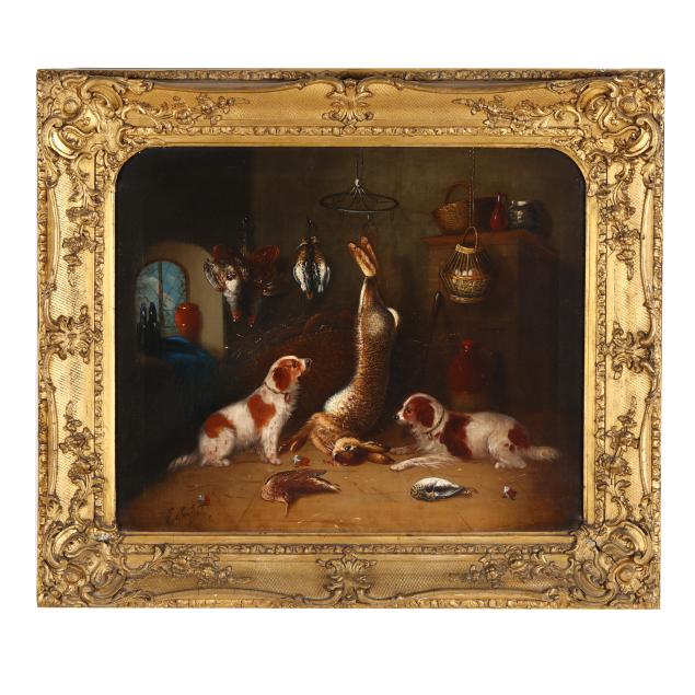 edward-armfield-british-1817-1896-spaniels-in-a-game-larder
