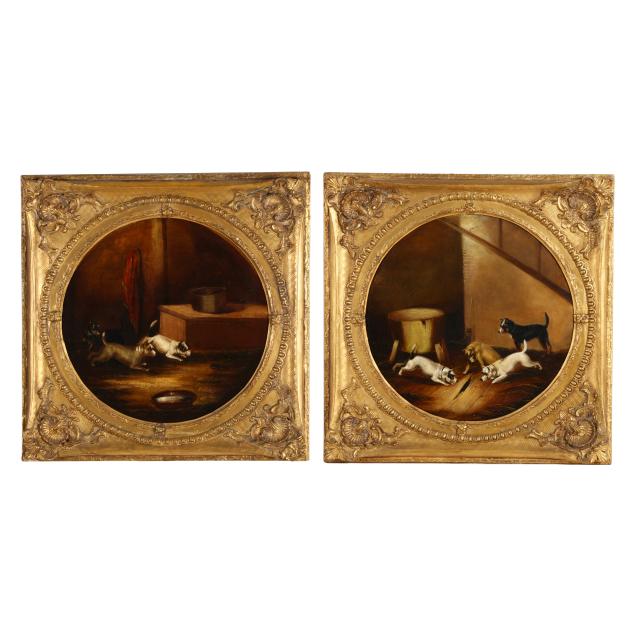 school-of-george-armfield-english-1808-1893-two-interior-scenes-with-terriers