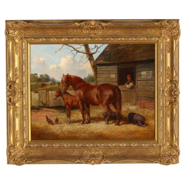 circle-of-john-frederick-herring-jr-british-1815-1907-suffolk-mare-and-foal-in-a-barnyard