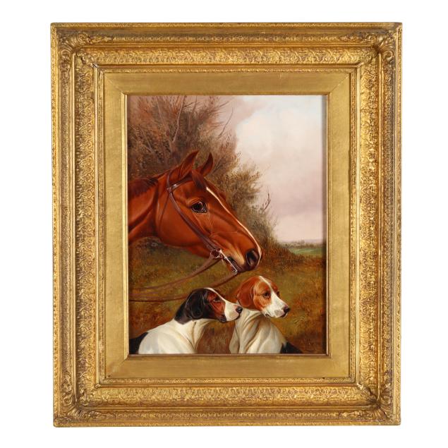 colin-graeme-british-1858-1910-a-horse-and-two-hounds