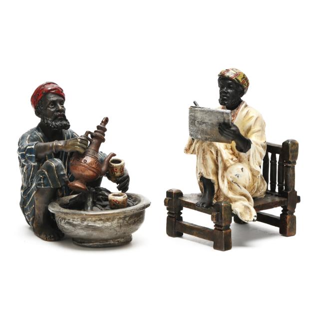 franz-xaver-bergman-austrian-1861-1936-two-cold-painted-bronze-models-of-seated-bedouin