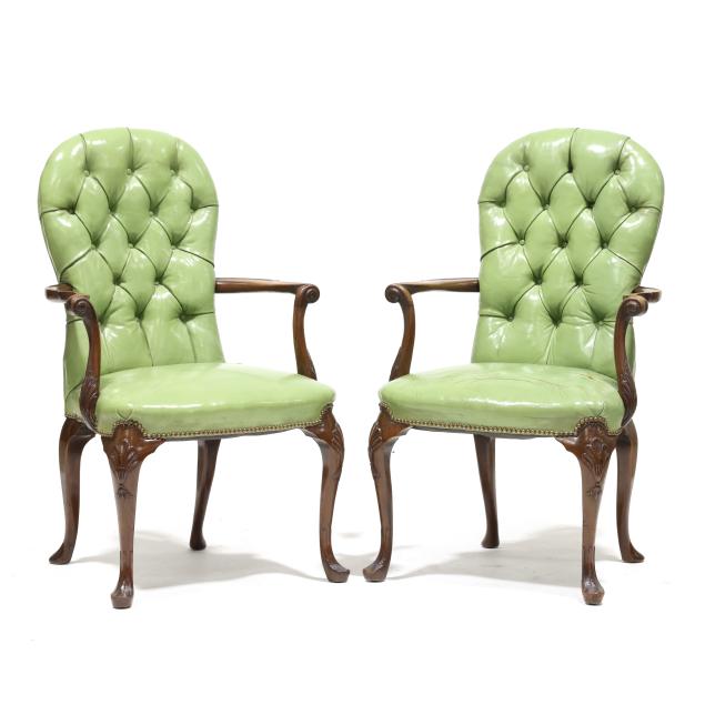 pair-of-queen-anne-style-leather-upholstered-armchairs