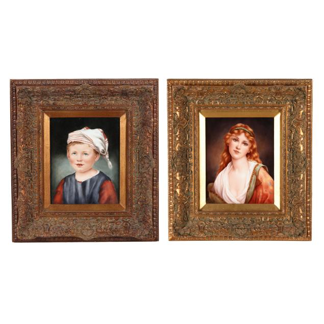 edith-cannon-american-1933-2021-porcelain-portrait-plaques-of-a-boy-and-lady