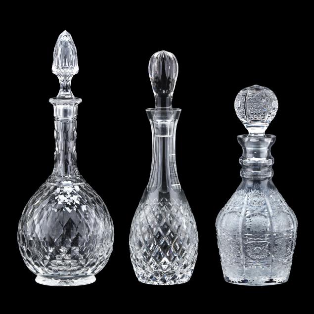 three-cut-glass-decanters