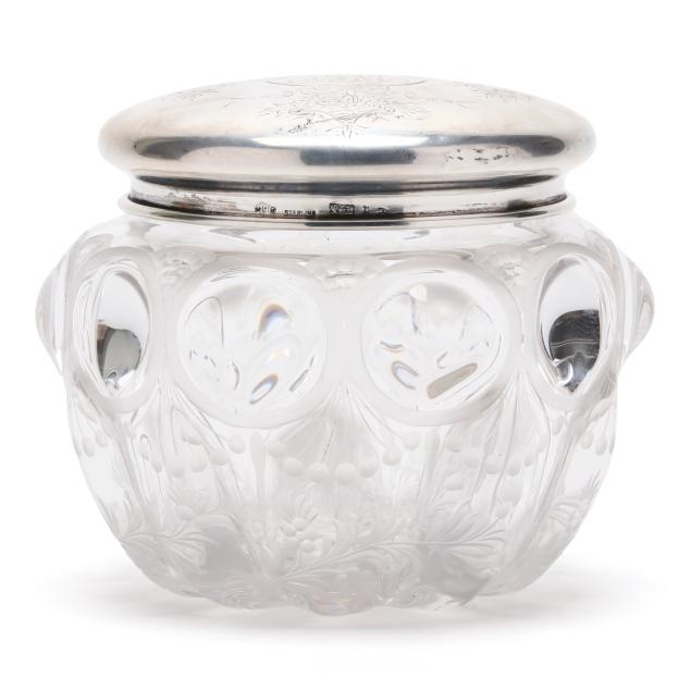 hawkes-rock-crystal-engraved-glass-and-silver-lidded-dresser-jar