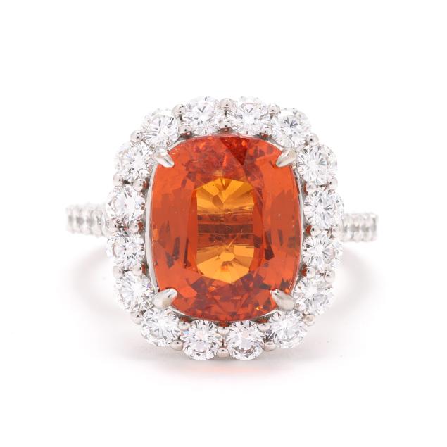 white-gold-diamond-and-spessartine-garnet-ring