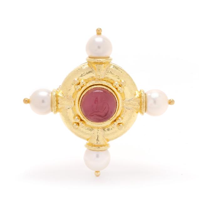high-karat-gold-venetian-glass-and-pearl-brooch-elizabeth-locke