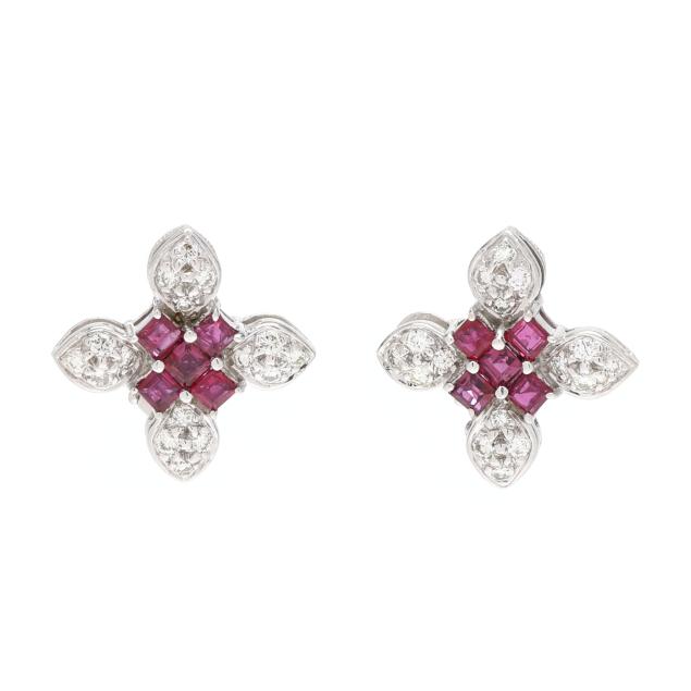 white-gold-ruby-and-diamond-earrings