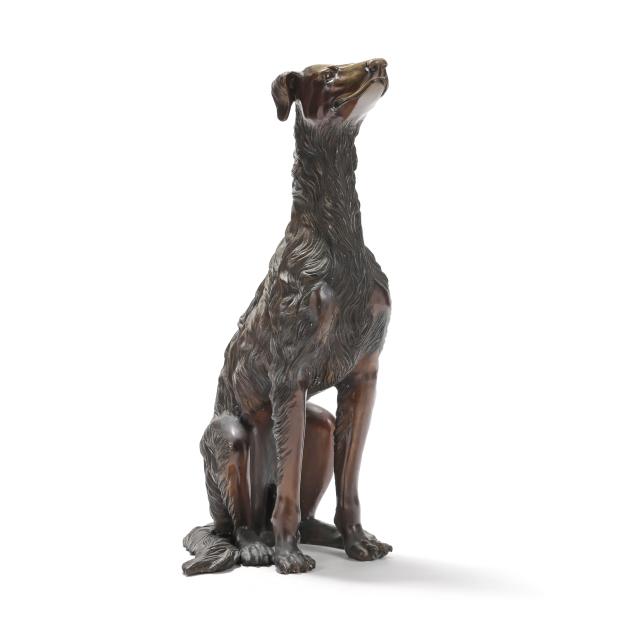 a-life-size-bronze-model-of-a-seated-borzoi