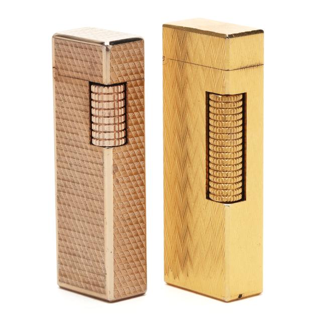 two-vintage-gold-toned-lighters