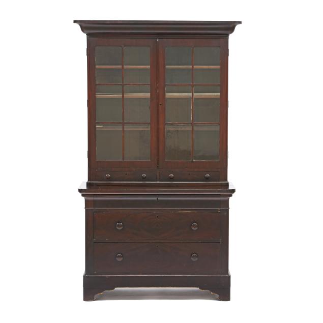 attributed-thomas-day-classical-mahogany-chest-and-bookcase