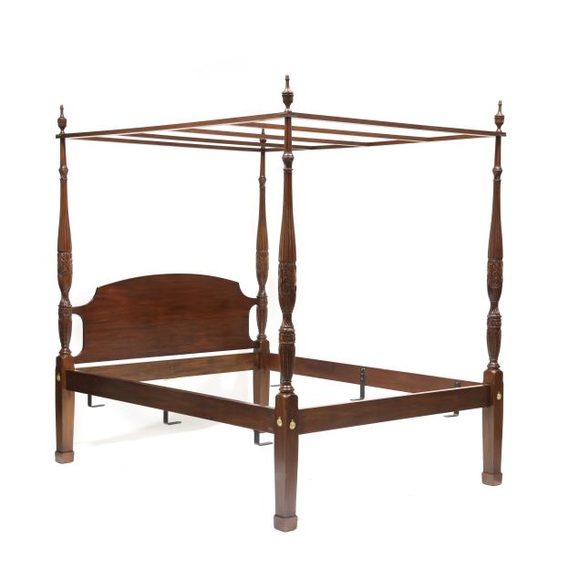 henkel-harris-queen-size-carved-mahogany-tall-post-bed-with-tester