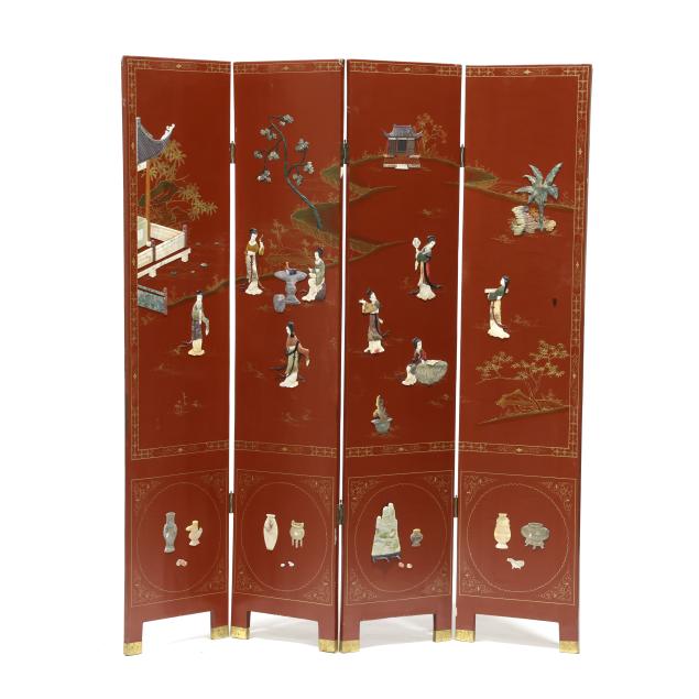 chinese-four-panel-lacquered-and-carved-stone-floor-screen