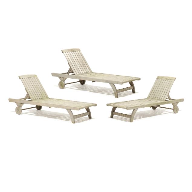 kensington-bate-three-teak-outdoor-chaise-lounges