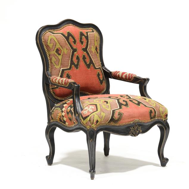 louis-xv-style-kilim-upholstered-fauteuil