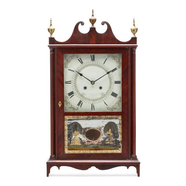 american-mahogany-pillar-scroll-mantel-clock