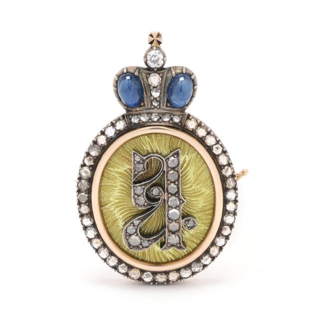 vintage-silver-topped-gold-enamel-and-gem-set-brooch-russia