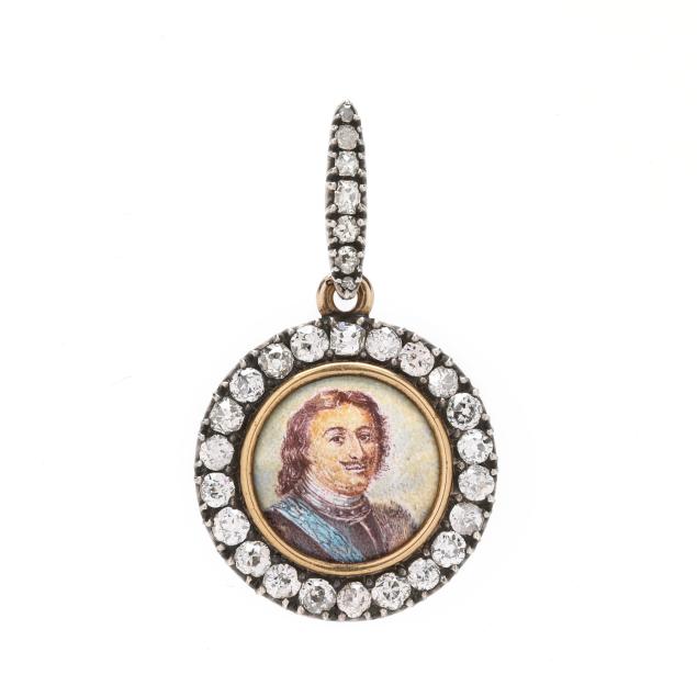 antique-silver-topped-gold-and-diamond-portrait-pendant-of-tsar-peter-russia