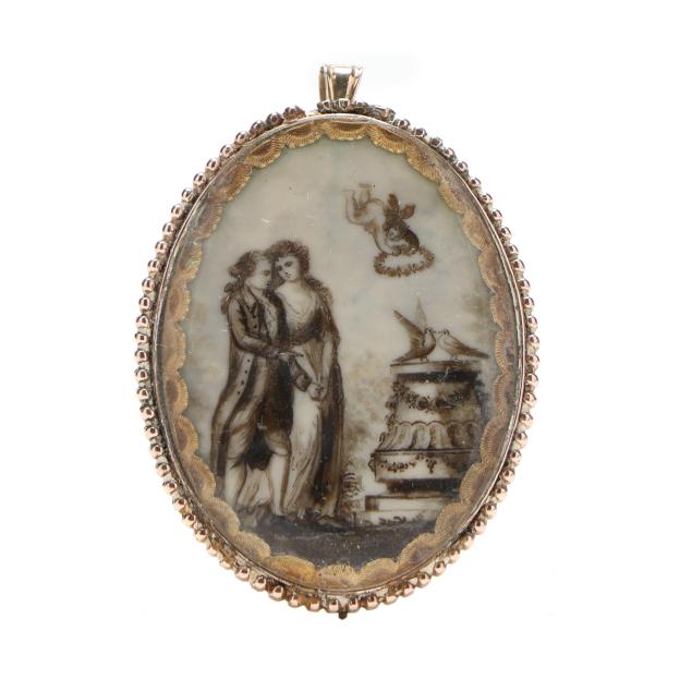 american-school-late-18th-century-14k-gold-cased-mourning-locket-with-two-figures-and-cupid