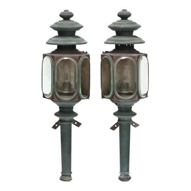 pair-of-patinated-metal-and-beveled-glass-carriage-lanterns