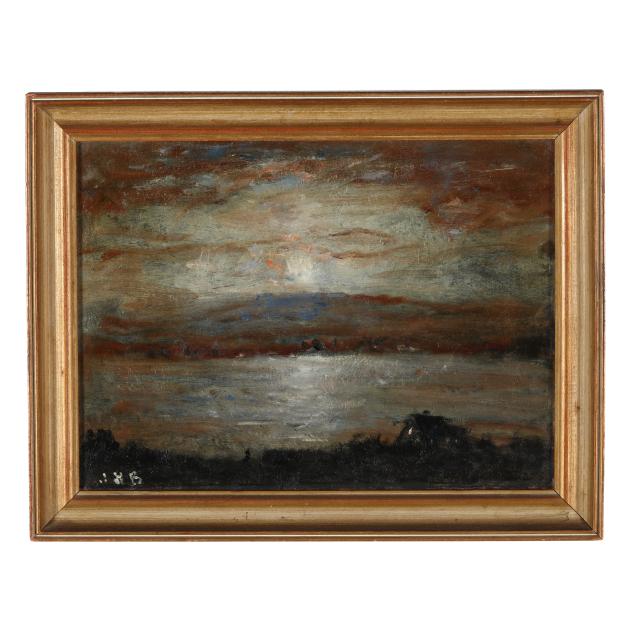 joseph-henry-boston-bridgeport-ct-1860-1954-moonlit-lake-with-house