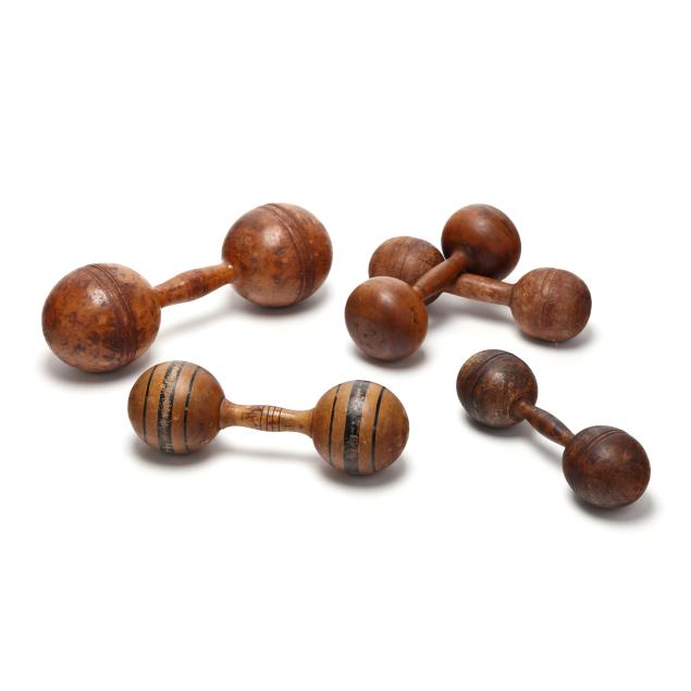 five-antique-wooden-barbells