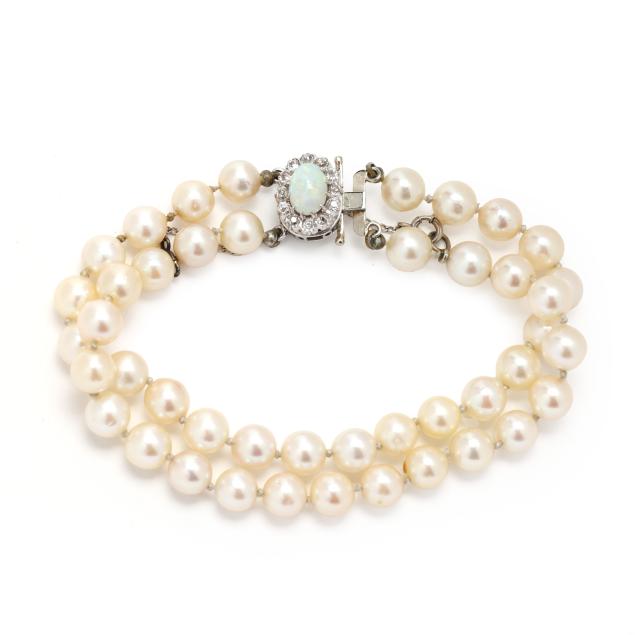 double-strand-pearl-bracelet-with-palladium-opal-and-diamond-clasp
