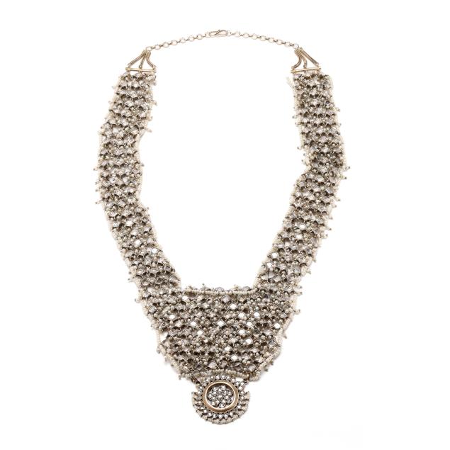 silver-pearl-and-glass-bead-bib-necklace