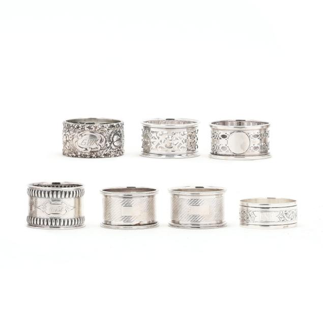 collection-of-seven-silver-napkin-rings