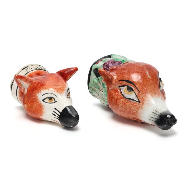 two-antique-english-fox-head-stirrup-cups