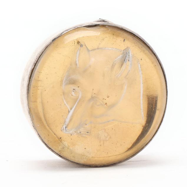 an-edwardian-silver-and-glass-fox-head-pill-or-snuff-box