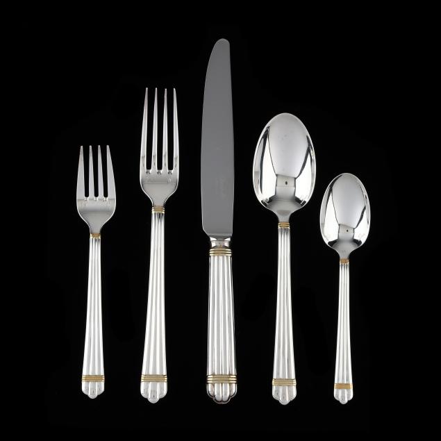 Christofle Aria Gold Silver-Plated Flatware Service (Lot 9144